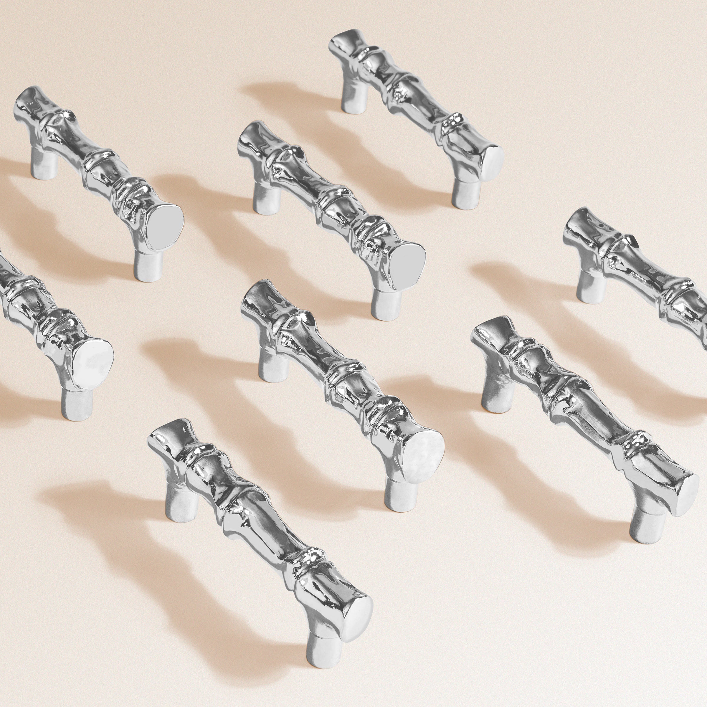 Silver Tone Bamboo Drawer Pulls - Elegant Cabinet Handles for Kitchen & Bathroom - Perfect for Home Renovation & DIY Projects