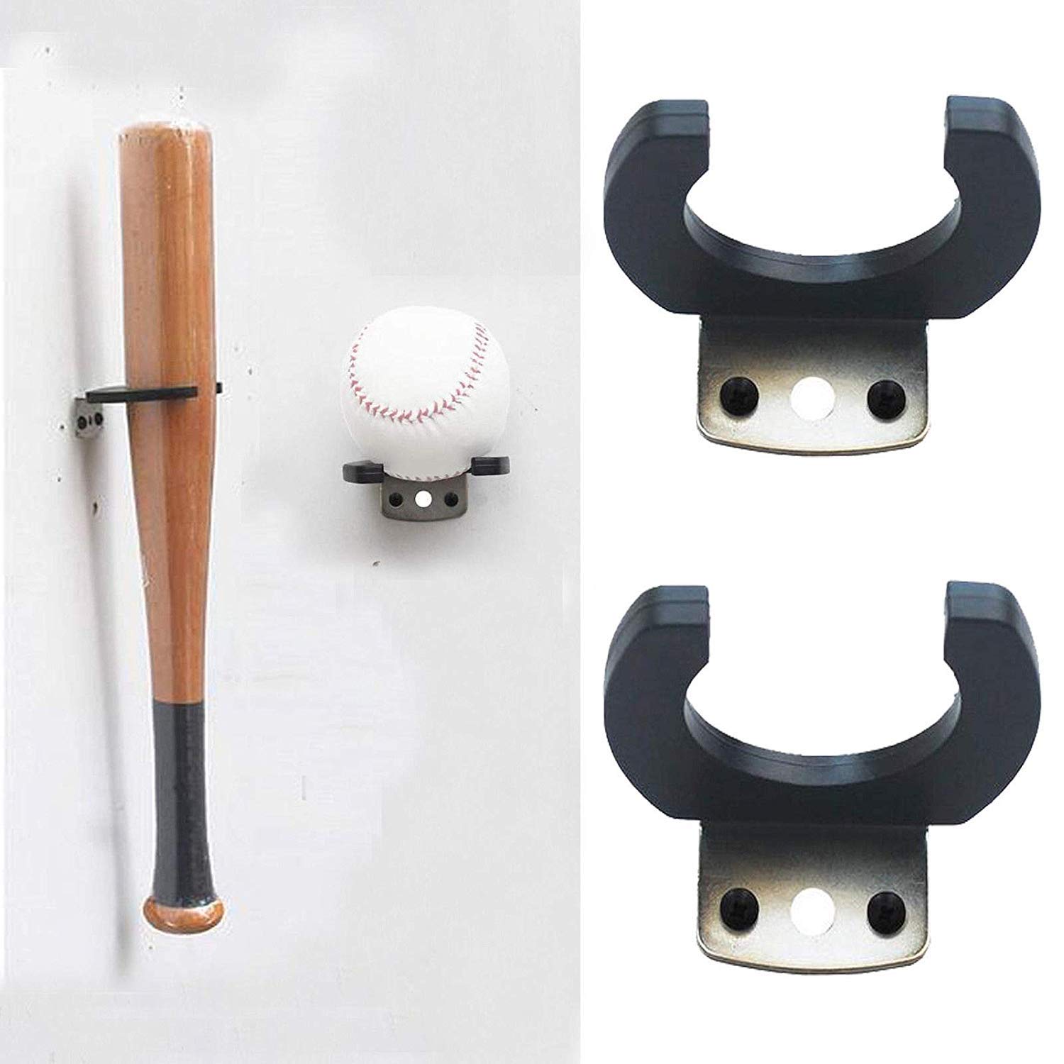 PMSANZAY 2 Pack Heavy Duty Steel Baseball Bat Rack - Wall Mounted & Fence Mounted Bat Holder for Baseball/Softball Storage - Easy Installation with Hardware Included - Perfect for Garage, Dugout, and Home Organization