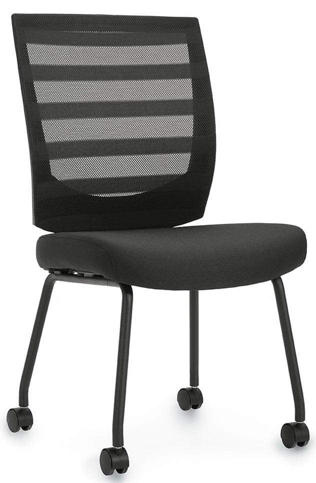 OTG10706B Armless Mesh Back Visitor Chair - Ergonomic Office Guest Seating for Reception, Conference Rooms & Waiting Areas