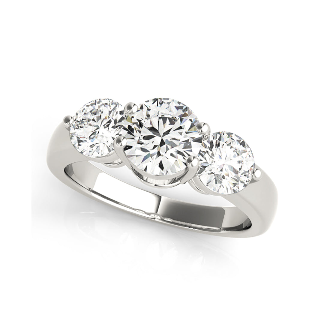 1 CTW Prong Set Trinity Round Brilliant Cut Diamond Engagement Ring - Perfect for Proposals, Anniversaries & Wedding Bands