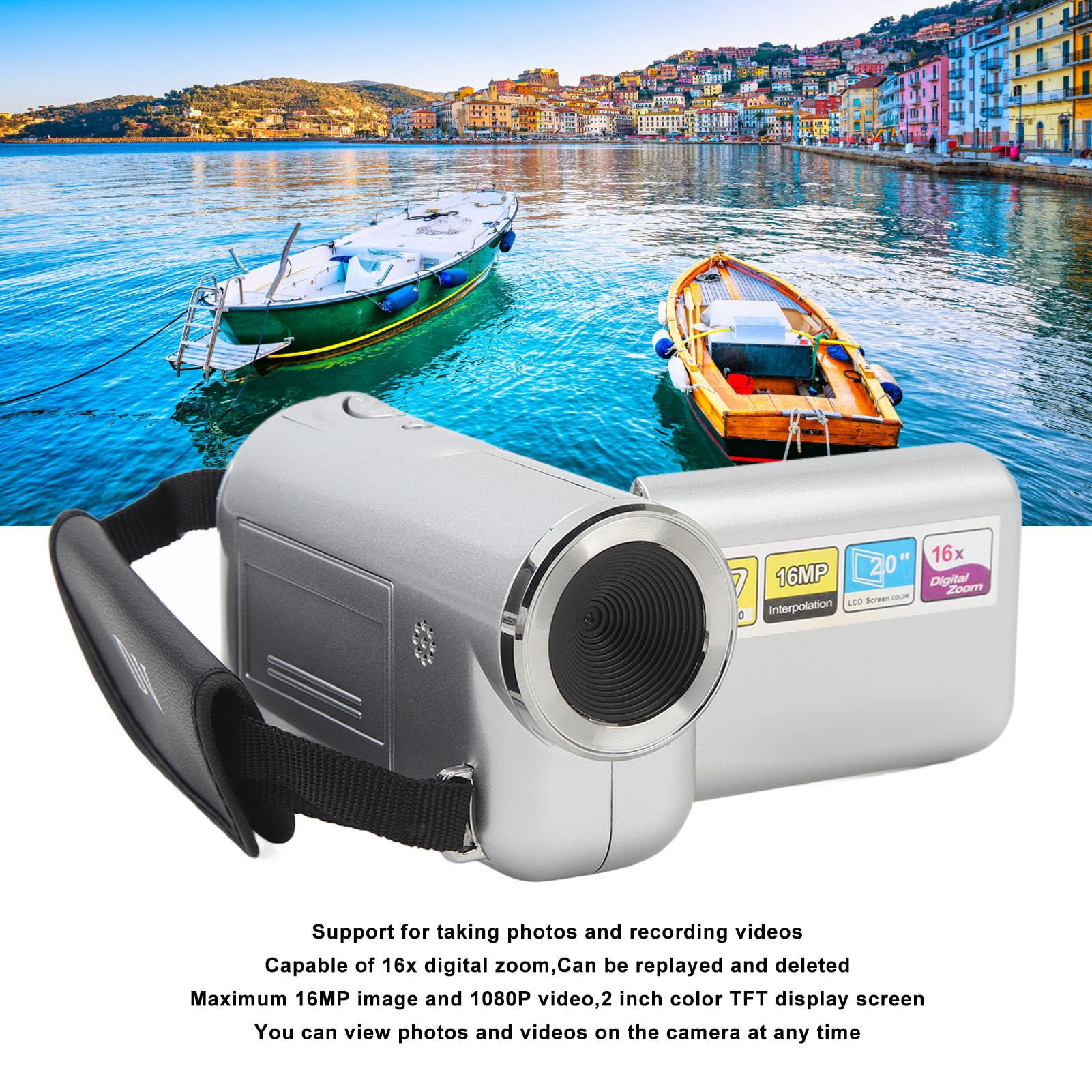 Vlogging Camera for Kids - 2 Inch TFT Screen, HD Video Camera for Outdoor Activities & Travel Recording (Silver) | Perfect for YouTube Videos, Family Adventures & School Projects
