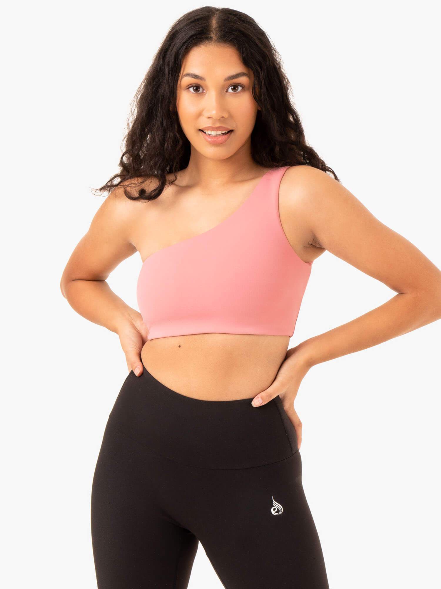 Adapt One Shoulder Sports Bra - Blush Pink - High Support Workout Top for Yoga, Running & Gym