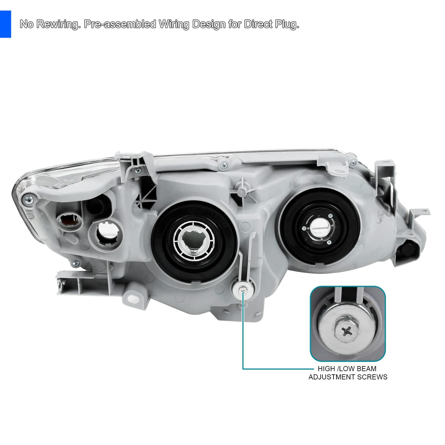 Spec-D Tuning Chrome Projector Headlights for 2012-2014 Toyota Camry - Left & Right Pair Headlamp Assembly - Upgrade Your Car's Style & Night Visibility for Safer Driving