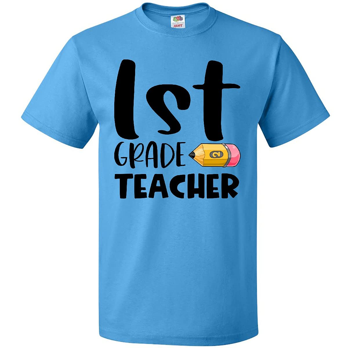 Inktastic First Grade Teacher Pencil Graphic T-Shirt - Fun & Comfortable Cotton Tee for Educators, Back to School, Classroom Gifts
