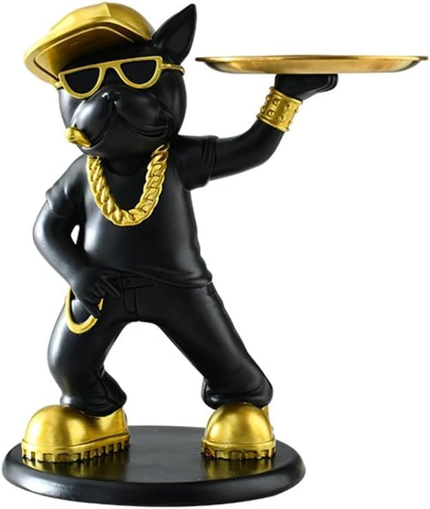 Premium Black and Gold Bull Dog Statue - Handcrafted Home Decor Sculpture for Living Room, Kitchen, Office | Unique Gift Idea for Dog Lovers, Christmas Table Decoration & Housewarming Present