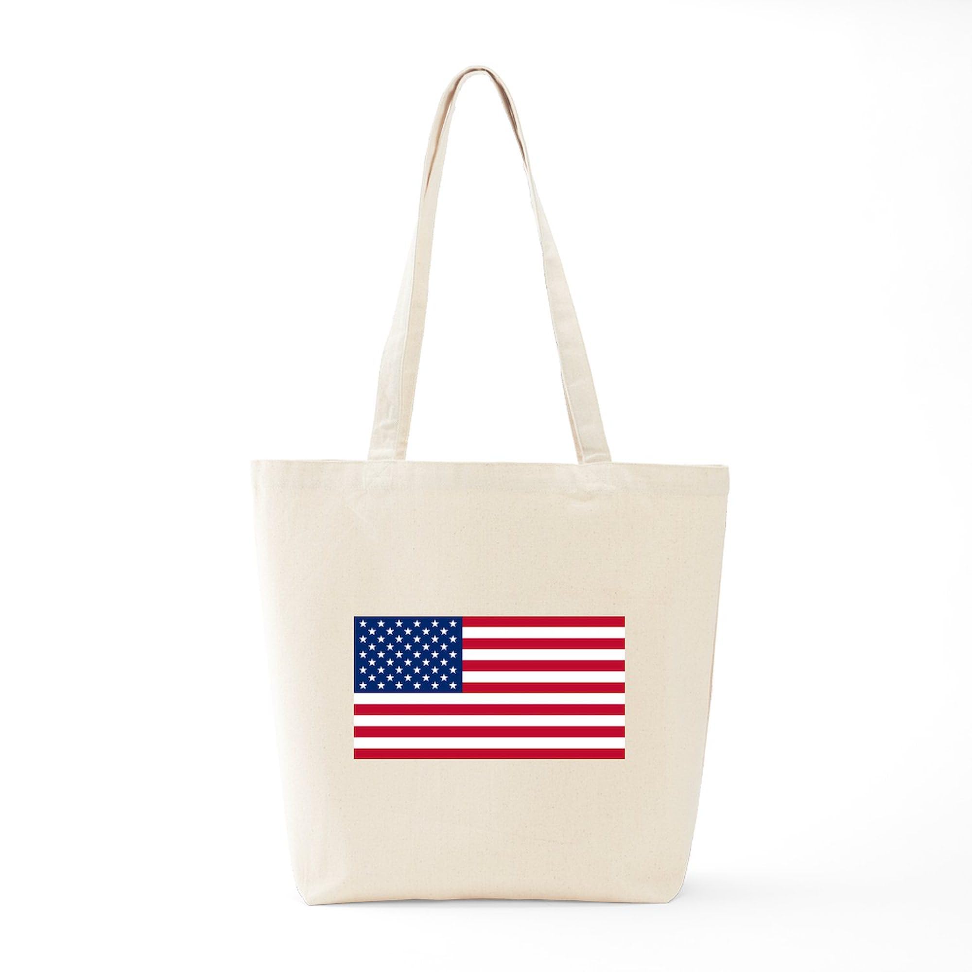 American Flag Tote Bag - Natural Canvas Reusable Shopping Bag with Patriotic Design | Perfect for Groceries, Beach Trips & Everyday Use