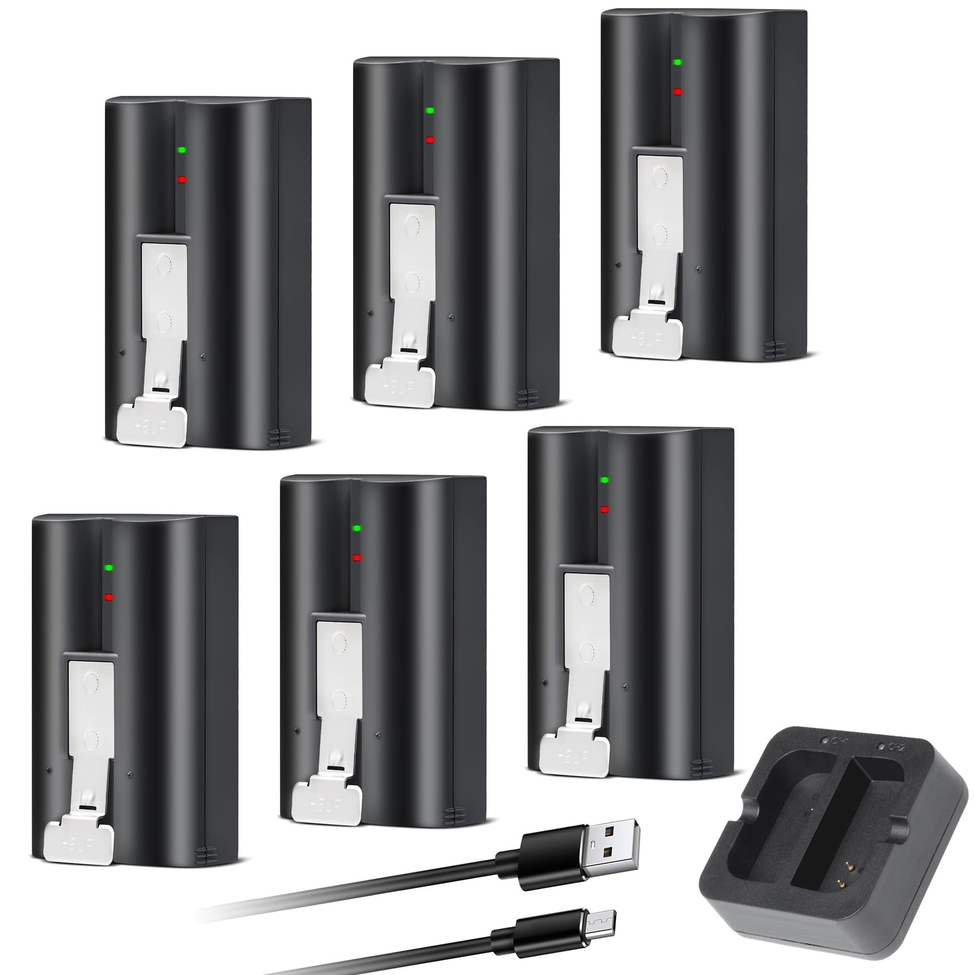 6 Pack 6040mAh Replacement V4 Battery with Charger Station for Ring Video Doorbell 2/3/3 Plus/4, Spotlight Camera & Stick Up Cam - Rechargeable Lithium-Ion Battery Pack for Home Security (3.65V, Long-Lasting Power) - Perfect for Continuous Surveillance & Outdoor Monitoring