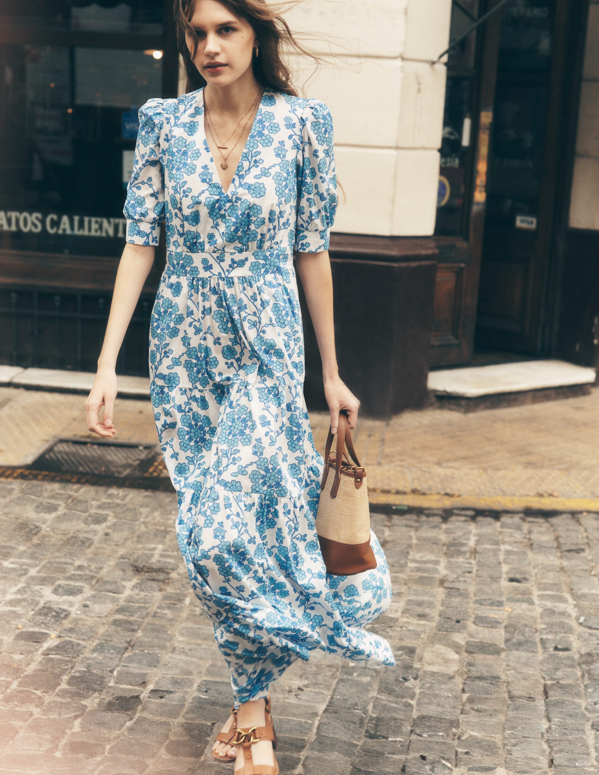 Bella Puff Sleeve Maxi Dress Ivory Floral - Elegant Long Sleeve Flowy Summer Dress for Women, Perfect for Beach Weddings, Garden Parties & Date Nights