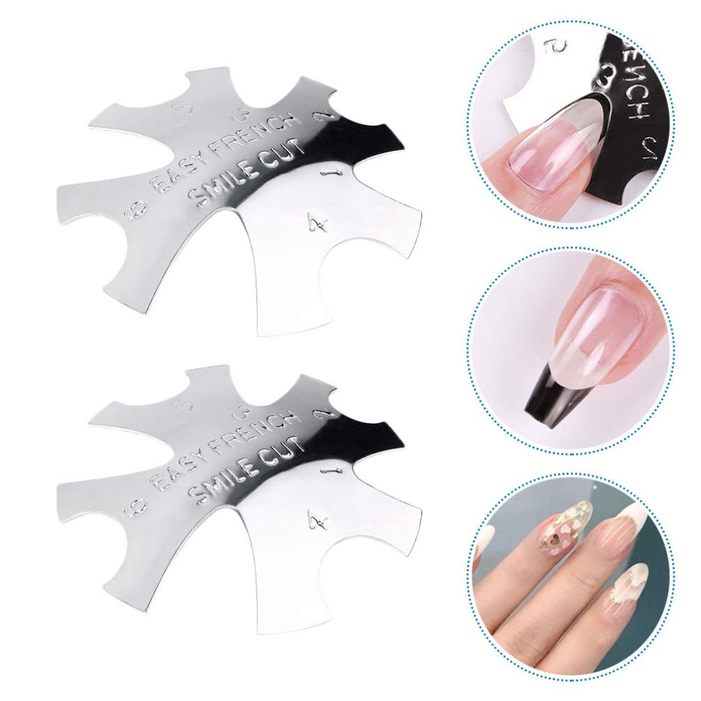 2PCS Metal Nail Art Stencil Plates - DIY Nail Template for Professional Manicure, Nail Trimmer & Cut Design Tool - Perfect for Salon, Home Nail Art & Party Glam Looks