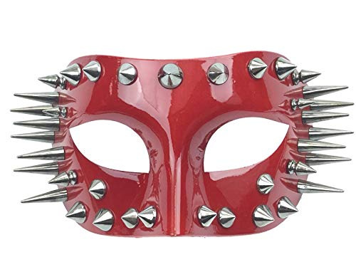 Steampunk Masquerade Mask with Spikes - Gothic Red Victorian Costume Accessory for Halloween, Cosplay & LARP Events