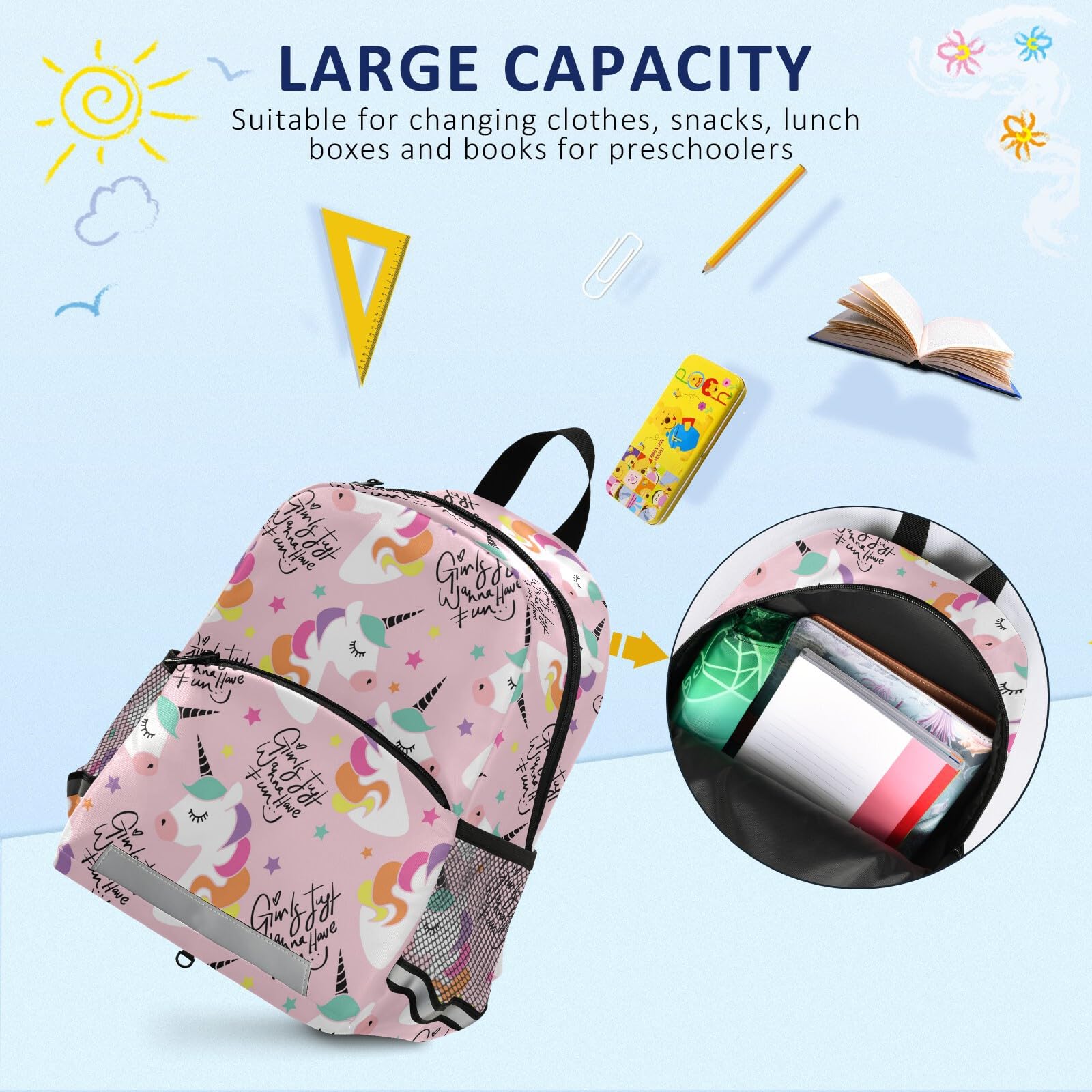Cute Unicorn Kids Backpack with Safety Leash for Toddlers - School & Travel