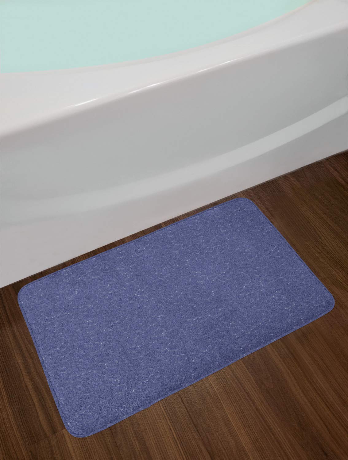 Ambesonne Abstract Bath Mat - Non-Slip Plush Bathroom Rug with Modern Cloud & Stripes Design, 30.2 x 20 Inches, Dark Ceil Blue & White - Perfect for Bathroom Decor, Spa Style Floor Mat, Soft & Absorbent Shower Mat