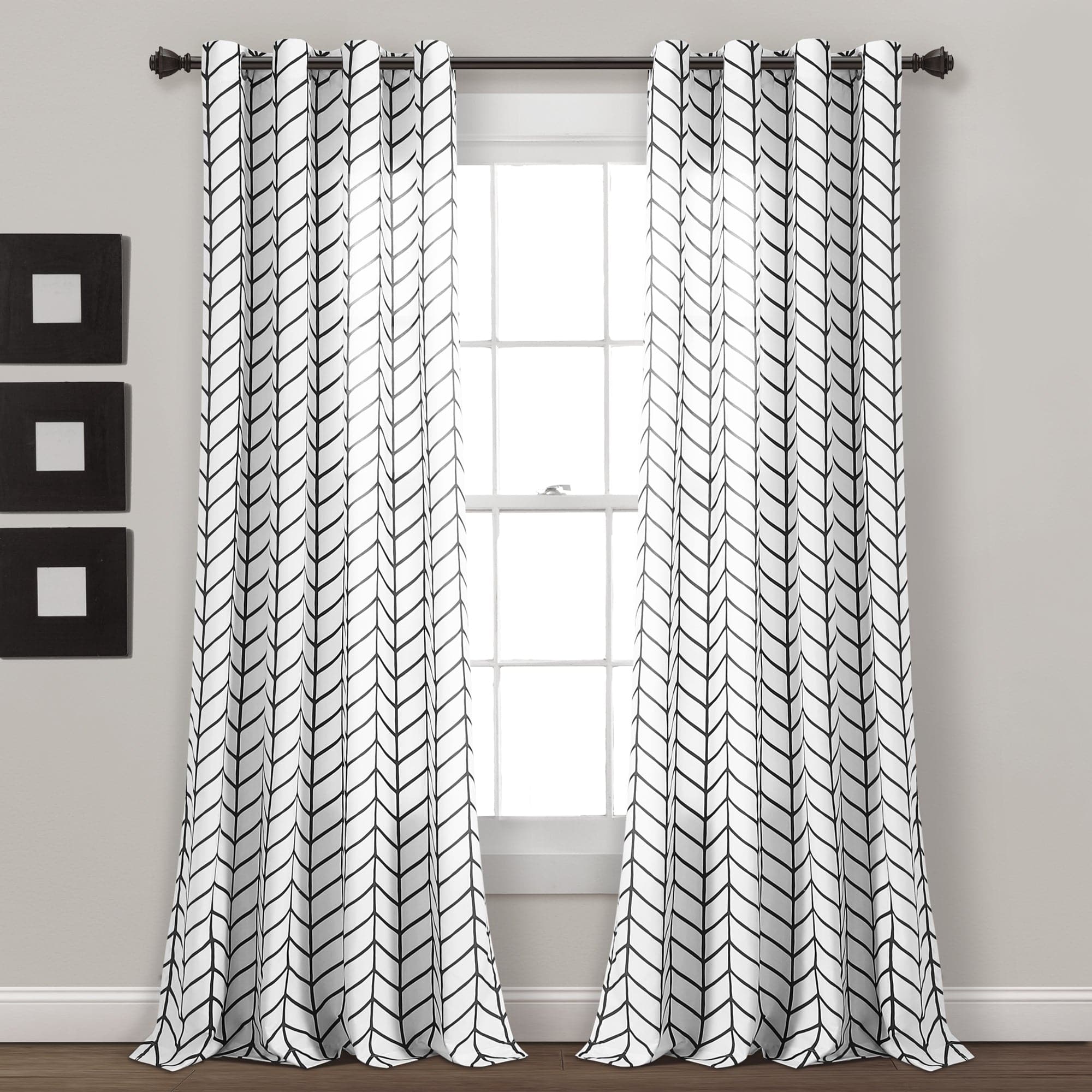 Calia Chevron Geo Window Curtain Panels Set - Stylish Chevron Pattern Blackout Curtains for Living Room & Bedroom - Elegant Home Decor for Privacy & Light Control