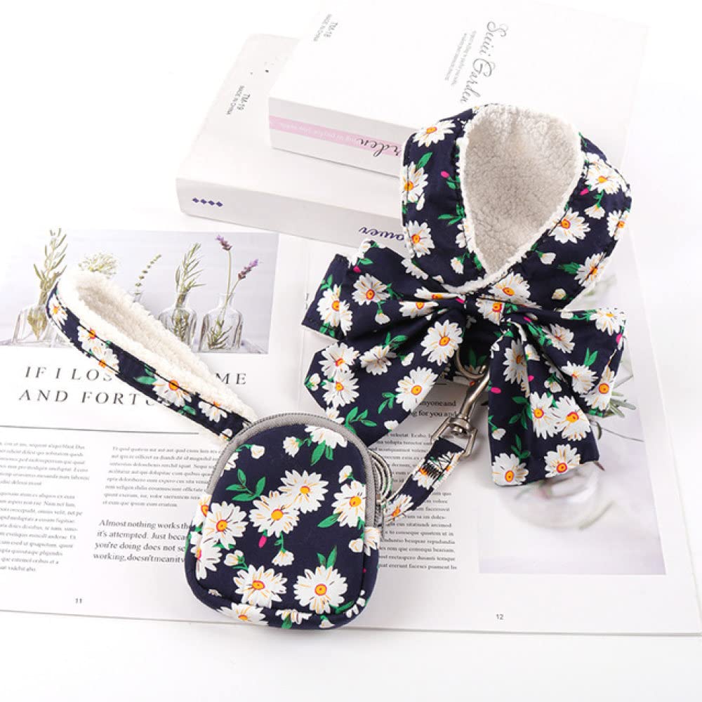 **Durable Dog Harness and Leash Set with Snack Bag - Soft, Warm & Cute Bow Design for Small & Medium Dogs - Perfect for Outdoor Walking, Hiking & Pet Adventures**