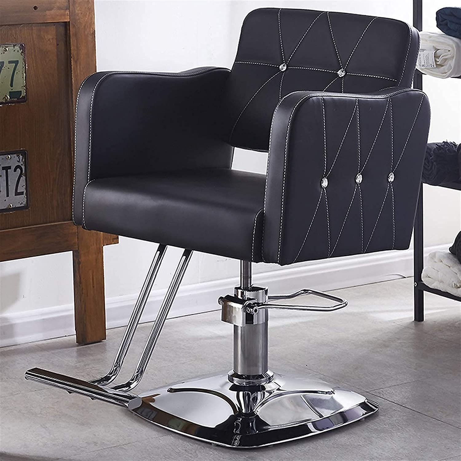 **Professional Hydraulic Salon Chair for Hair Styling & Barber - Heavy Duty 420 lbs Capacity, Reclining Shampoo Chair for Home & Commercial Use - Perfect for Hair Salons, Spas & Barber Shops (Color: Black)**