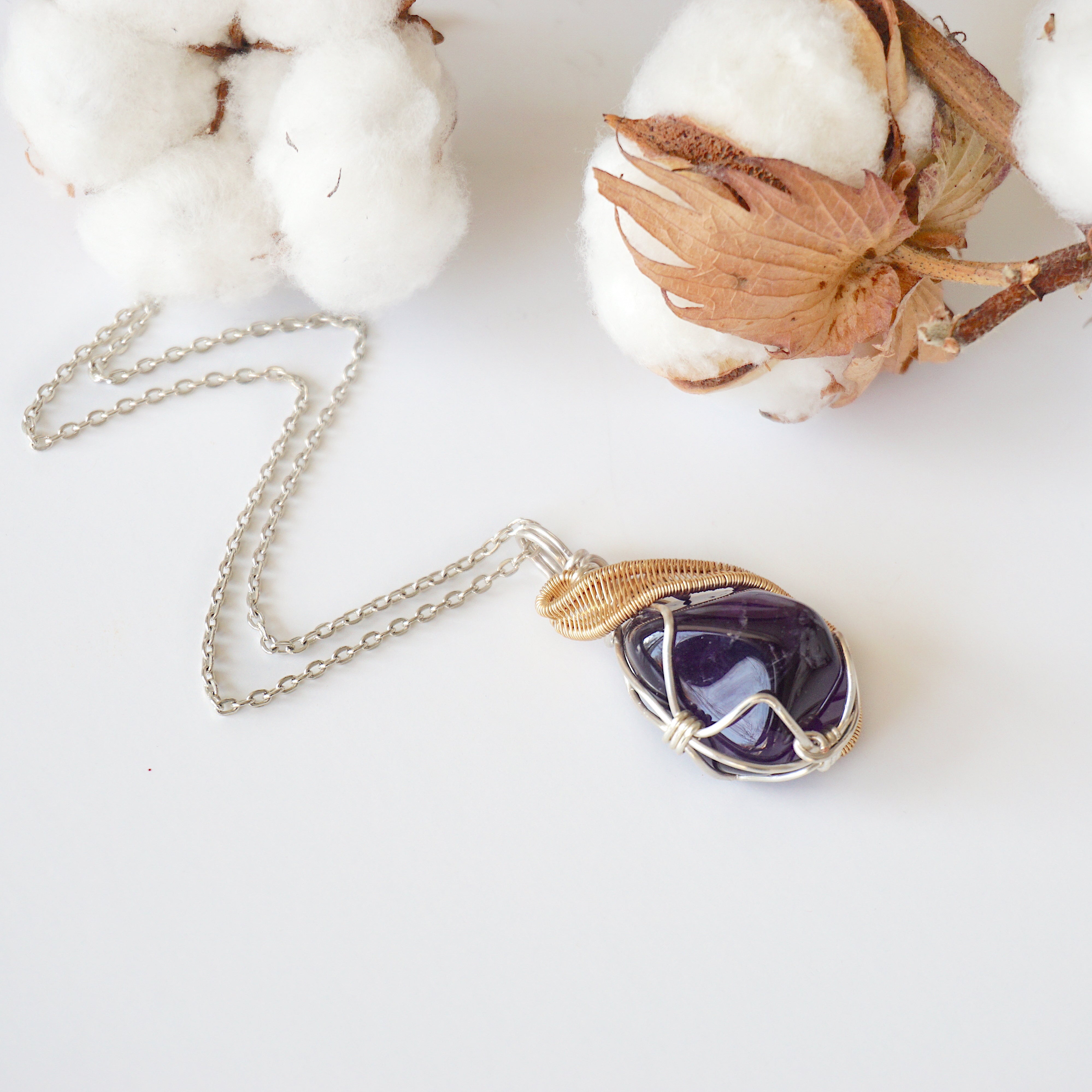 Natural Raw Amethyst Crystal Necklace for Women - Healing Stone Jewelry for Stress Relief & Positive Energy - Perfect for Meditation, Yoga & Spiritual Gifts