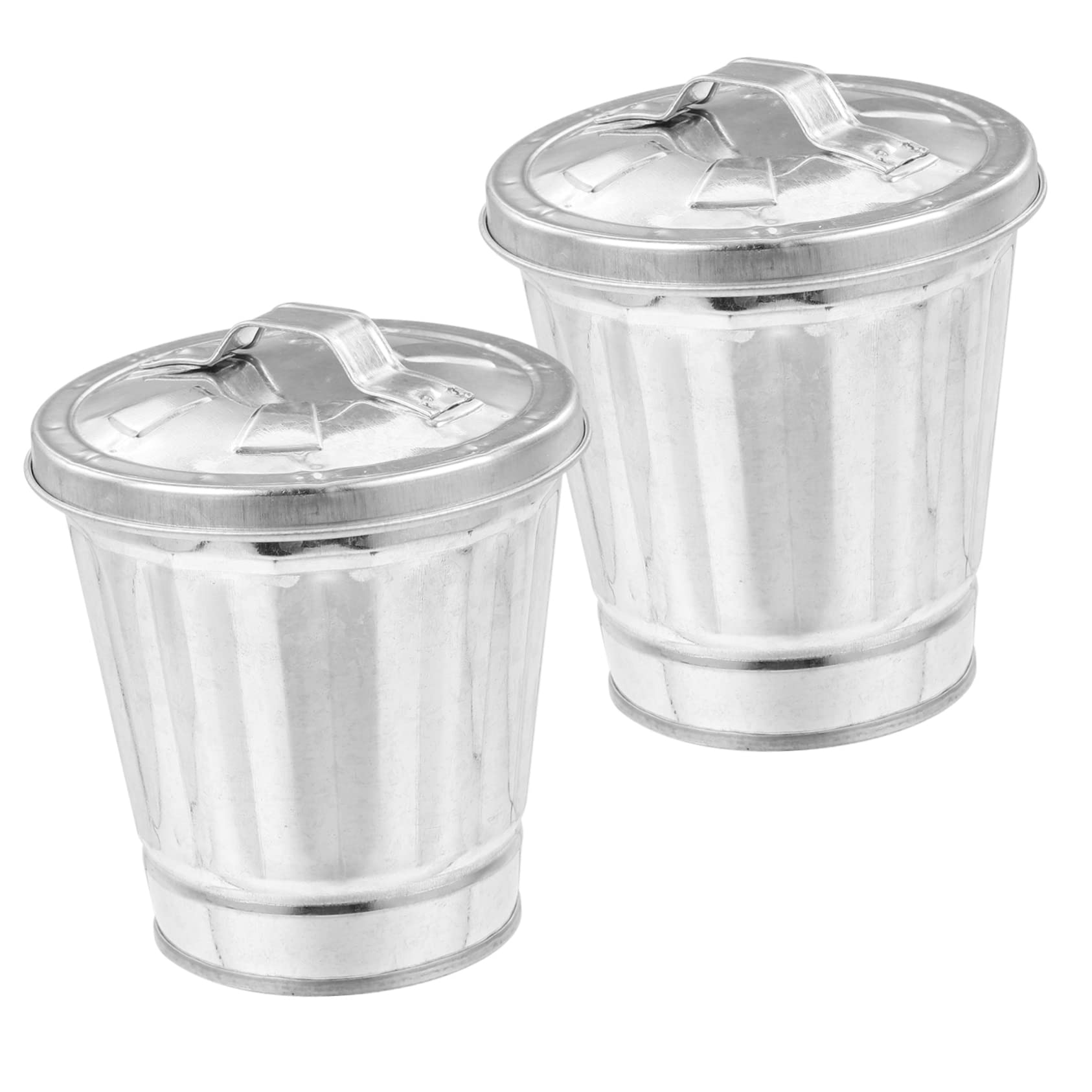 Galvanized Metal Trash Can - Sturdy Tin Bucket for Office & Home Use, Desktop Wastebasket for Paper, Recycling & Small Trash Disposal