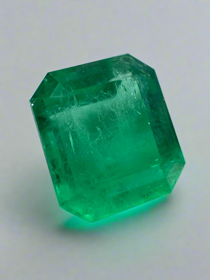 8.98 Carat 13x11mm Vivid Green Loose Colombian Emerald Gemstone - Emerald Cut for Jewelry Making, Engagement Rings & Luxury Gifts