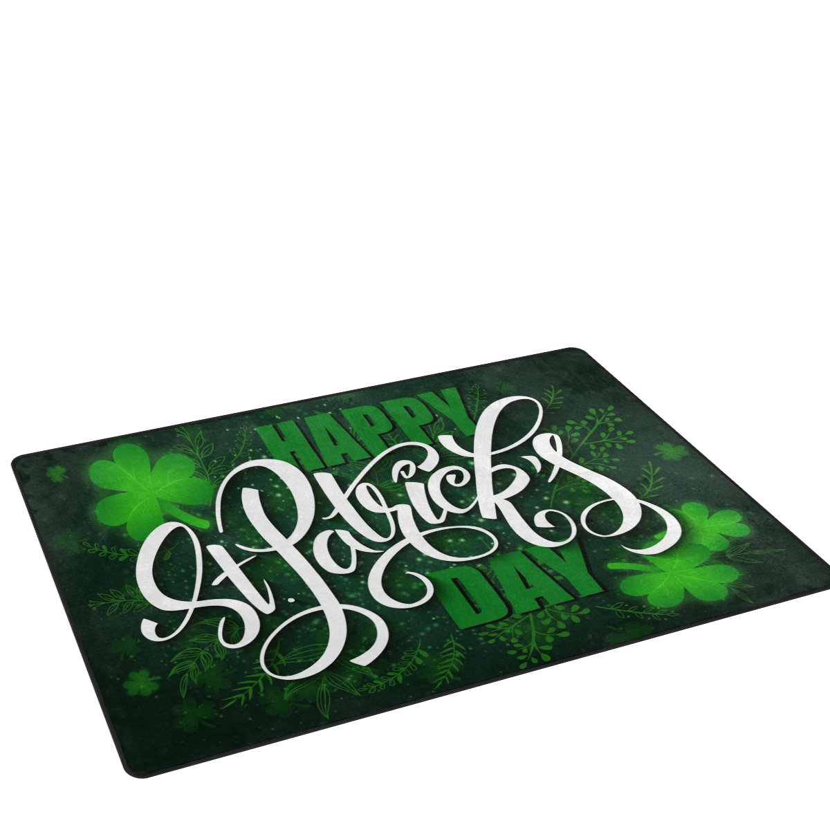 ALAZA St. Patrick's Day Green Clover Printed Area Rug 20x31 Inch - Non-Slip Lightweight Foam Door Mat for Living Room, Bedroom, Kitchen & Bathroom Decor | Perfect for Holiday Home Decor & Irish-Themed Parties