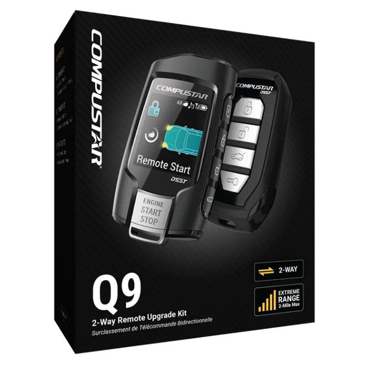 Compustar Q9 SS 2-Way LCD Remote Car Starter Kit with Keyless Entry - Perfect for Cold Weather & Secure Vehicle Access