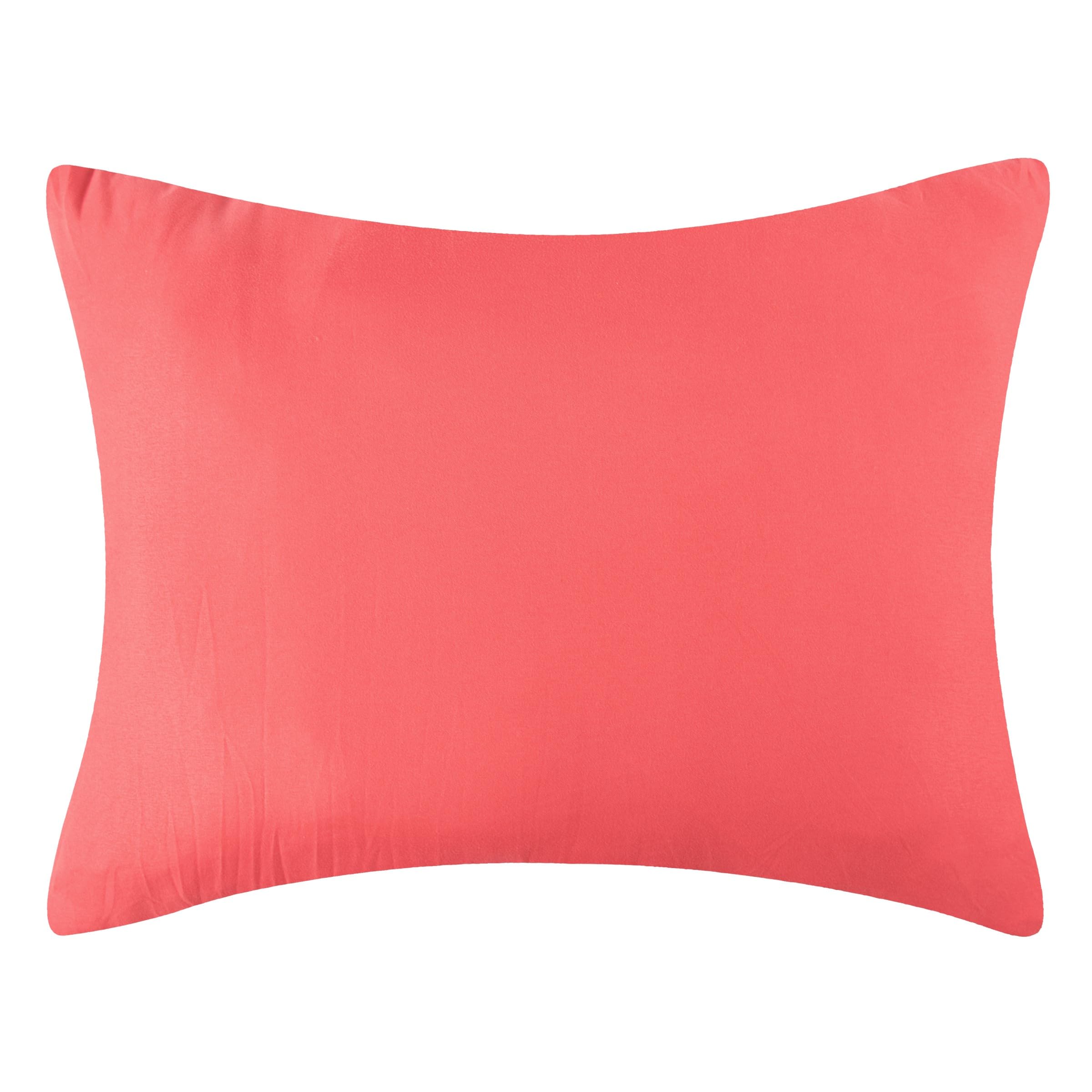 Greenland Home Tropics Palm Leaves Coastal Cotton Blend Pillow Sham - King Size Coral - Perfect for Beach House Decor, Tropical Bedroom & Coastal Living Room Accents