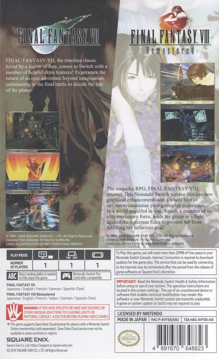 Final Fantasy VII & VIII Remastered Twin Pack - PlayStation 4 Game Bundle | Classic RPG Adventure for PS4 | Perfect for Fans and Collectors | Great for Gaming Nights and Nostalgic Playthroughs