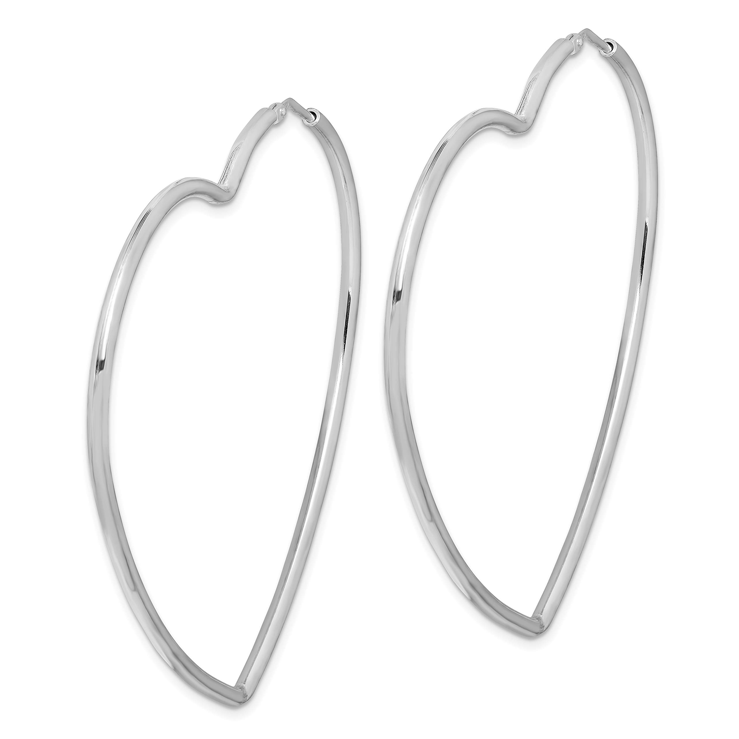 925 Sterling Silver 2mm Heart Love Round Extra Large Hoop Earrings for Women - Valentine's Day Gift, Anniversary Present, Romantic Date Night Jewelry