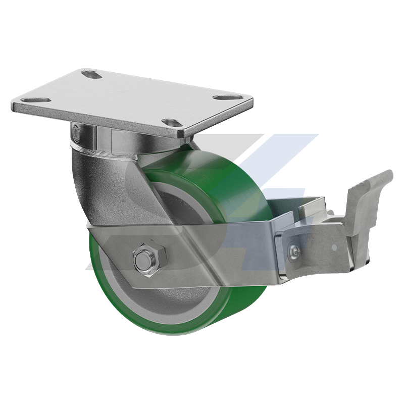 6 x 3 Inch Zinc Alloy Kingpinless Swivel Caster Wheels with Face Contact - Heavy Duty Industrial Casters for Furniture, Carts, and Equipment (Model C000.4BF)