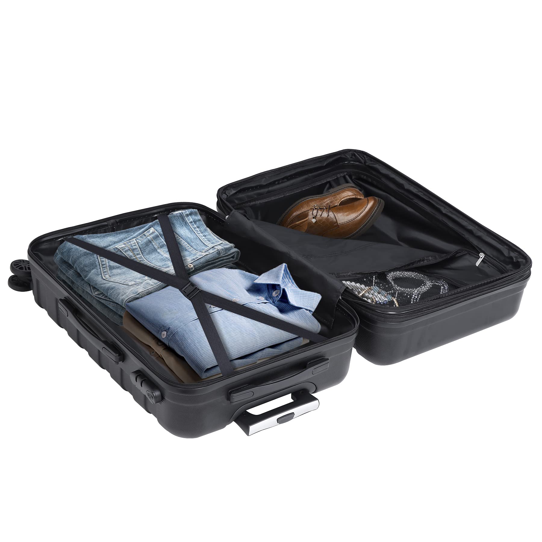 Best Black 3-Piece Hardside Luggage Set with Spinner Wheels - Expandable, Lightweight & Durable Suitcases (21/26/30 Inch) for Travel, Business Trips & Family Vacations