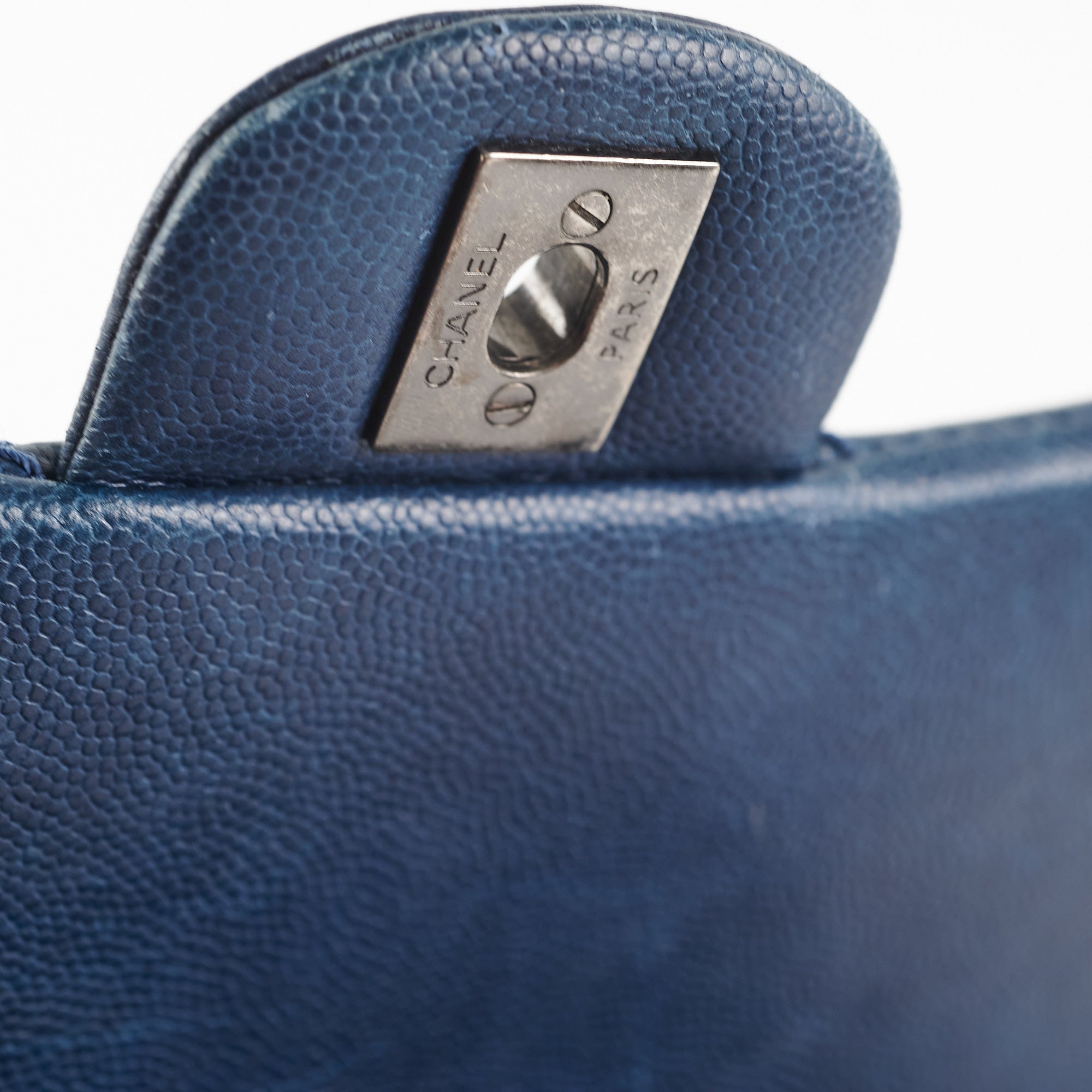 Chanel Mini Rectangular Flap Bag in Blue Caviar Leather - Perfect for Evening Out & Special Occasions