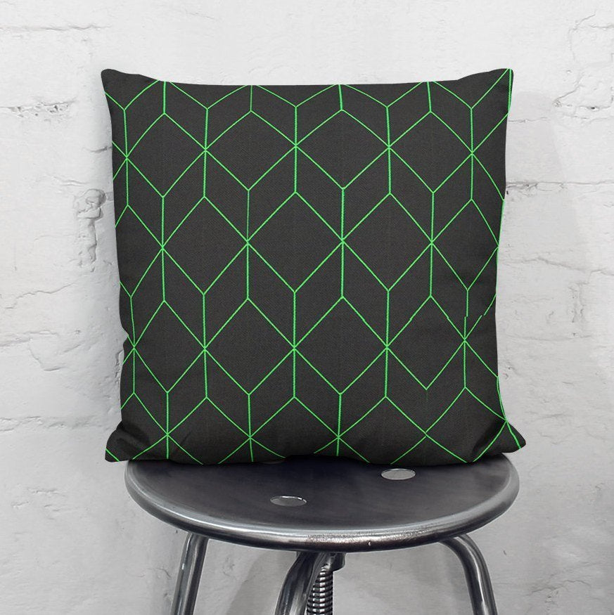 Maharam Bright Cube Lime Green Decorative Throw Pillow - Modern Home Accent for Living Room, Bedroom, or Office Sofa
