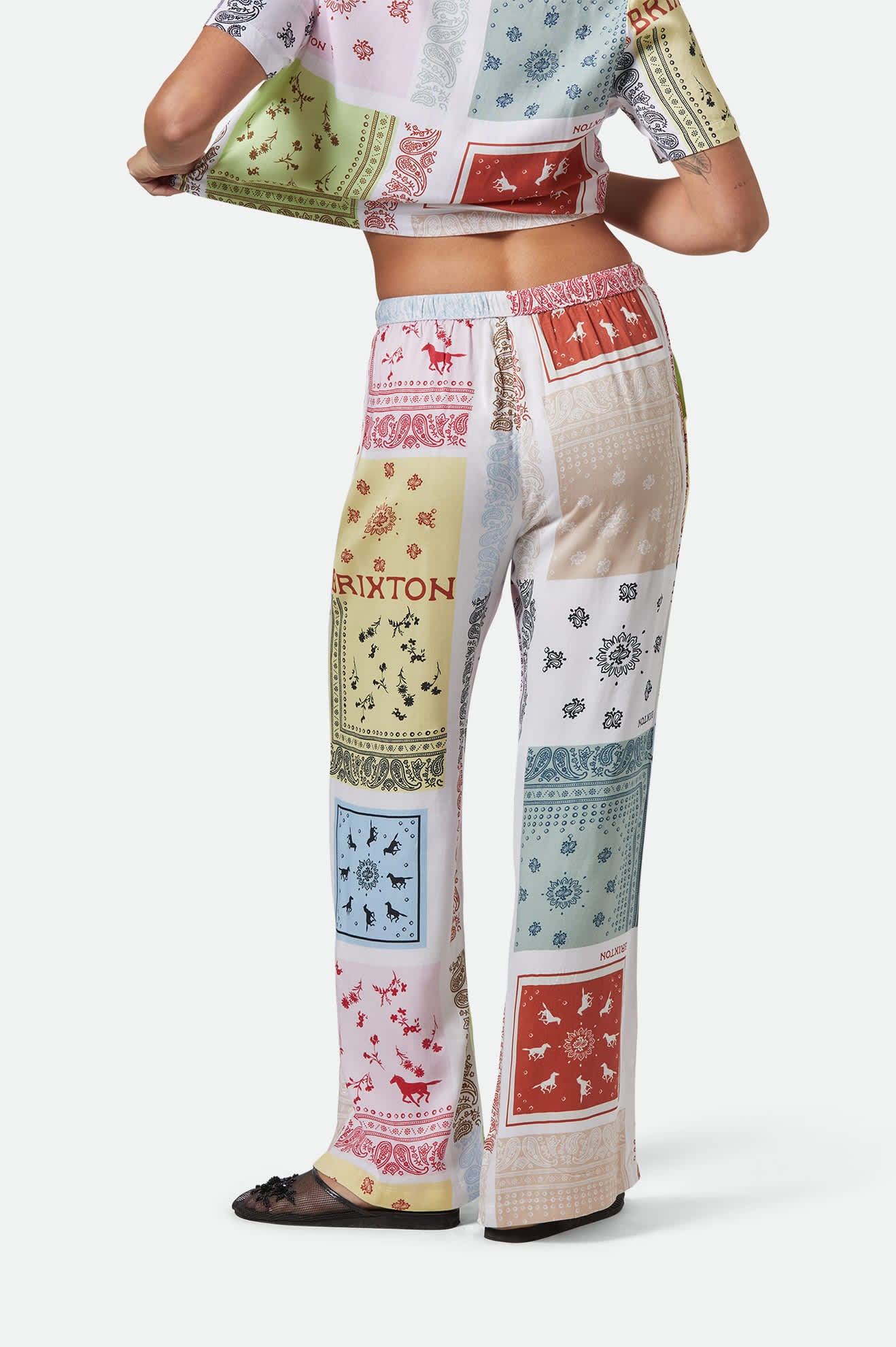 Silky Hudson Lounge Pants for Women - Soft Comfortable Casual Pajama Bottoms with Multi-Color Bandana Print - Perfect for Yoga, Home Wear & Relaxation