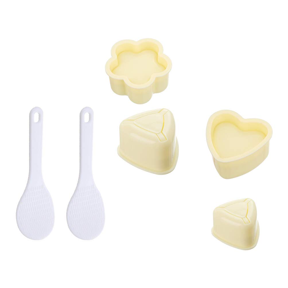 YARDWE 6-Piece Sushi Rice Ball Mold Set - PP Plastic Plum Blossom, Heart & Triangle Shaped Onigiri Maker - BPA-Free Kitchen Baking Tools for DIY Japanese Rice Balls - Perfect for Lunch Boxes, Parties & Meal Prep