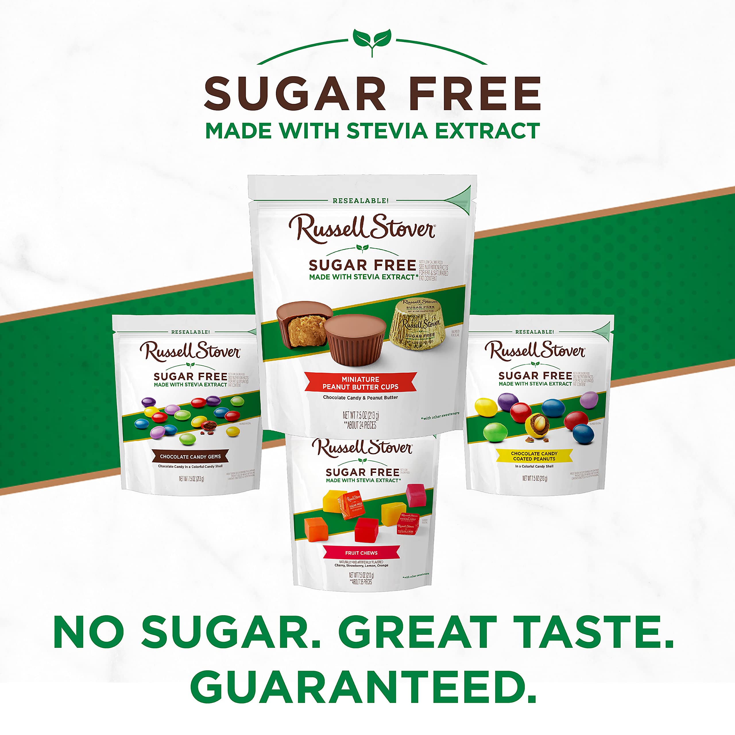 Russell Stover Sugar Free Candy - Assorted Flavors, 7.5oz Resealable Bag (Pack of 3) | Keto-Friendly, Low Carb Sweet Treats for Diabetics & Weight Management | Perfect for Office Snacks, Gift Baskets & Holiday Celebrations