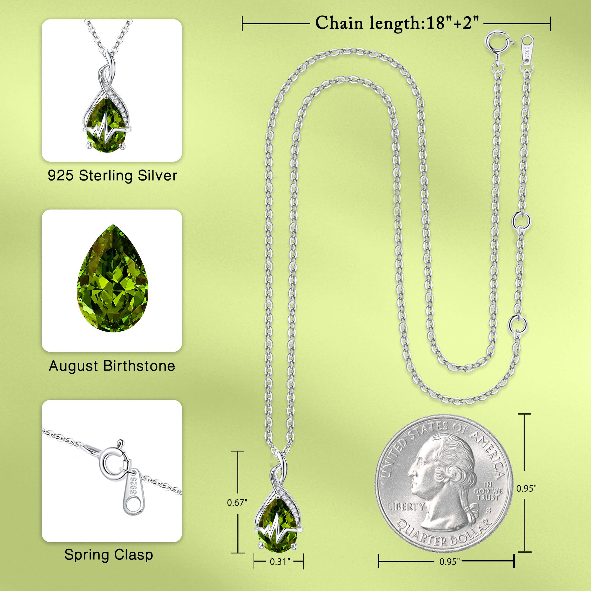 925 Sterling Silver Birthstone Necklace for Nurses - Elegant Drop Shape Jewelry, Perfect Nurse Graduation, Birthday & Appreciation Gift (Ideal for Work, Special Occasions & Everyday Wear)