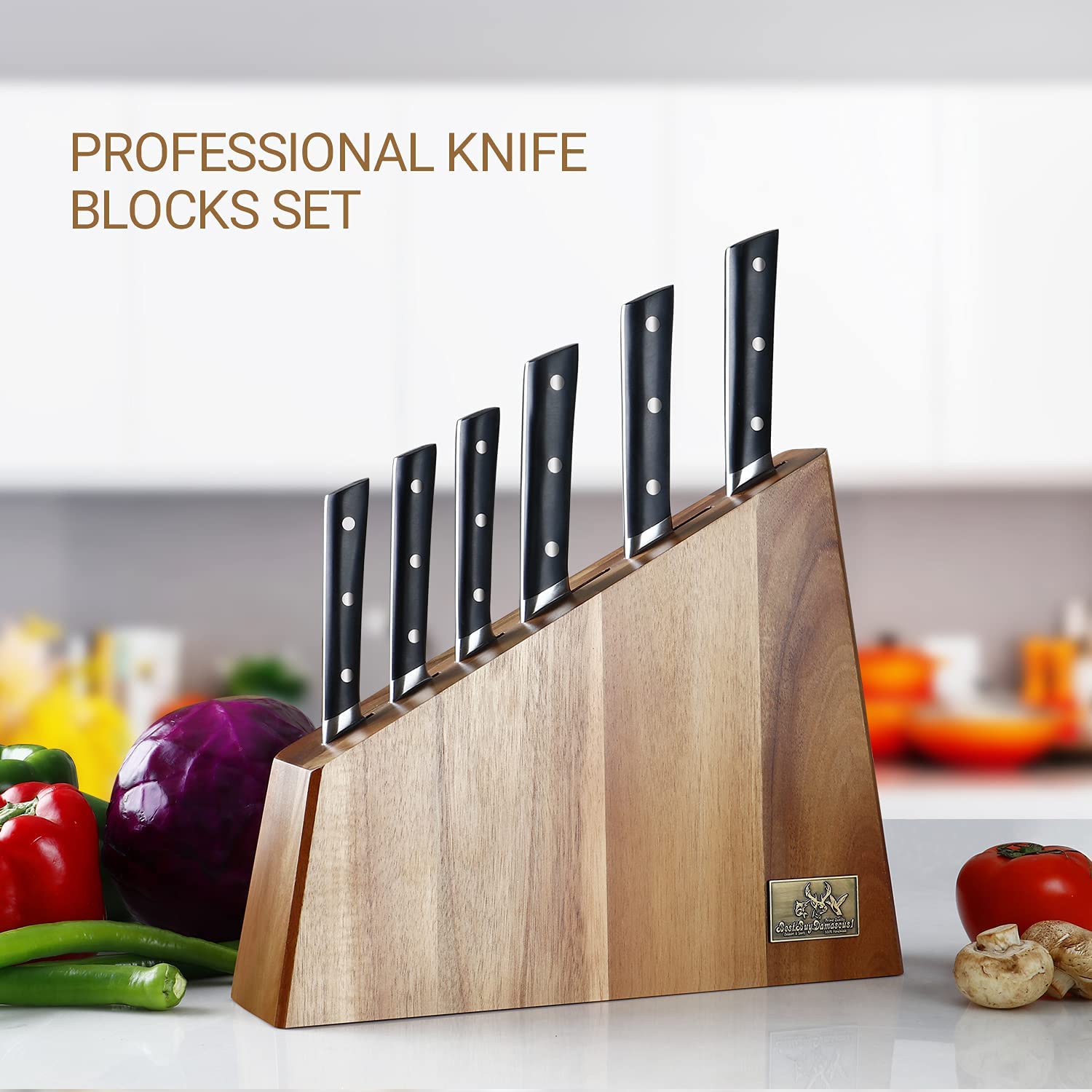 Premium 7-Piece Knife Block Set - High-Quality Stainless Steel Kitchen Knives with Wooden Holder - Perfect for Home Cooking, Professional Chefs & Gift Giving