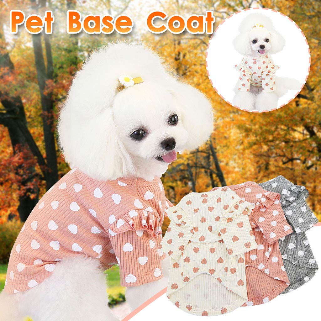 Tlzadwei Dog Sweater for Small Dogs - Warm Winter Pet Clothes with Cute Love Pattern, Pink Size S - Cozy Outfit for Indoor & Outdoor Activities