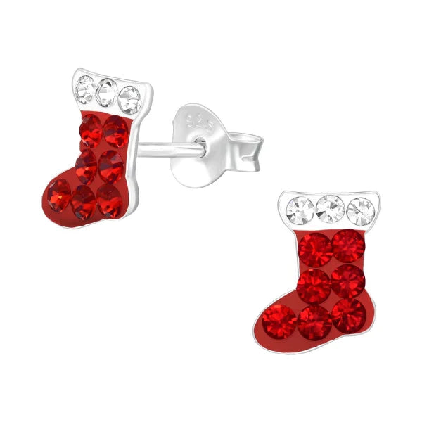 Kids Christmas Stocking Silver Earrings - Festive Holiday Jewelry for Girls | Perfect for Christmas Parties & Gift Giving