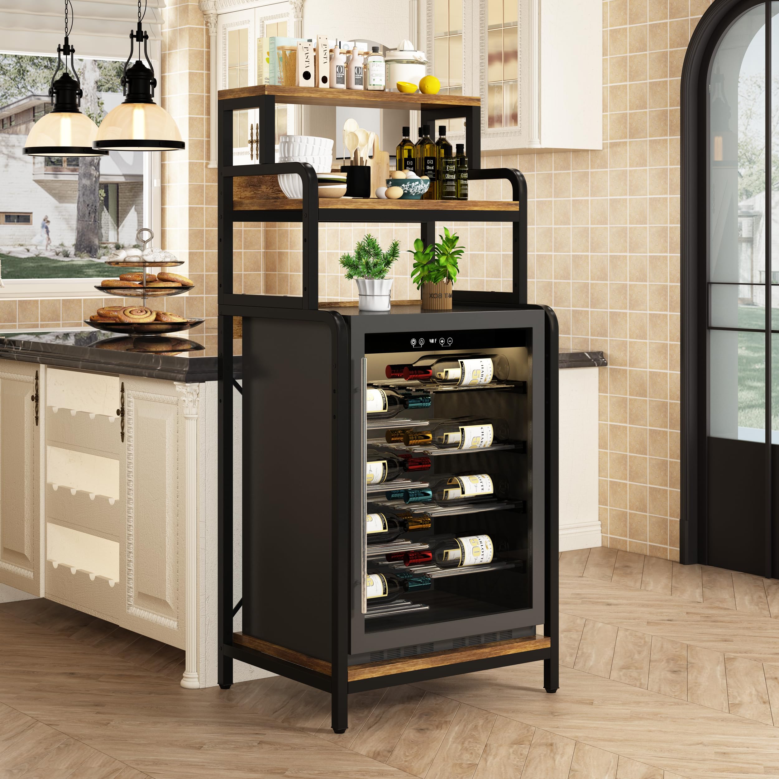 4-Tier Stainless Steel Kitchen Bread Rack & Microwave Stand - Space-Saving Storage Shelf for Spices, Pots, Pans - Perfect for Small Kitchens, Bakeries & Dorm Rooms - Free Standing Double-Purpose Organizer for Countertop or Mini Fridge