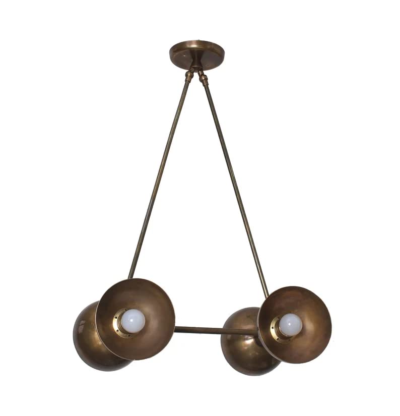 NauticalMart 4-Light Modern Raw Brass Chandelier - Industrial Farmhouse Ceiling Light Fixture for Dining Room, Living Room & Bedroom