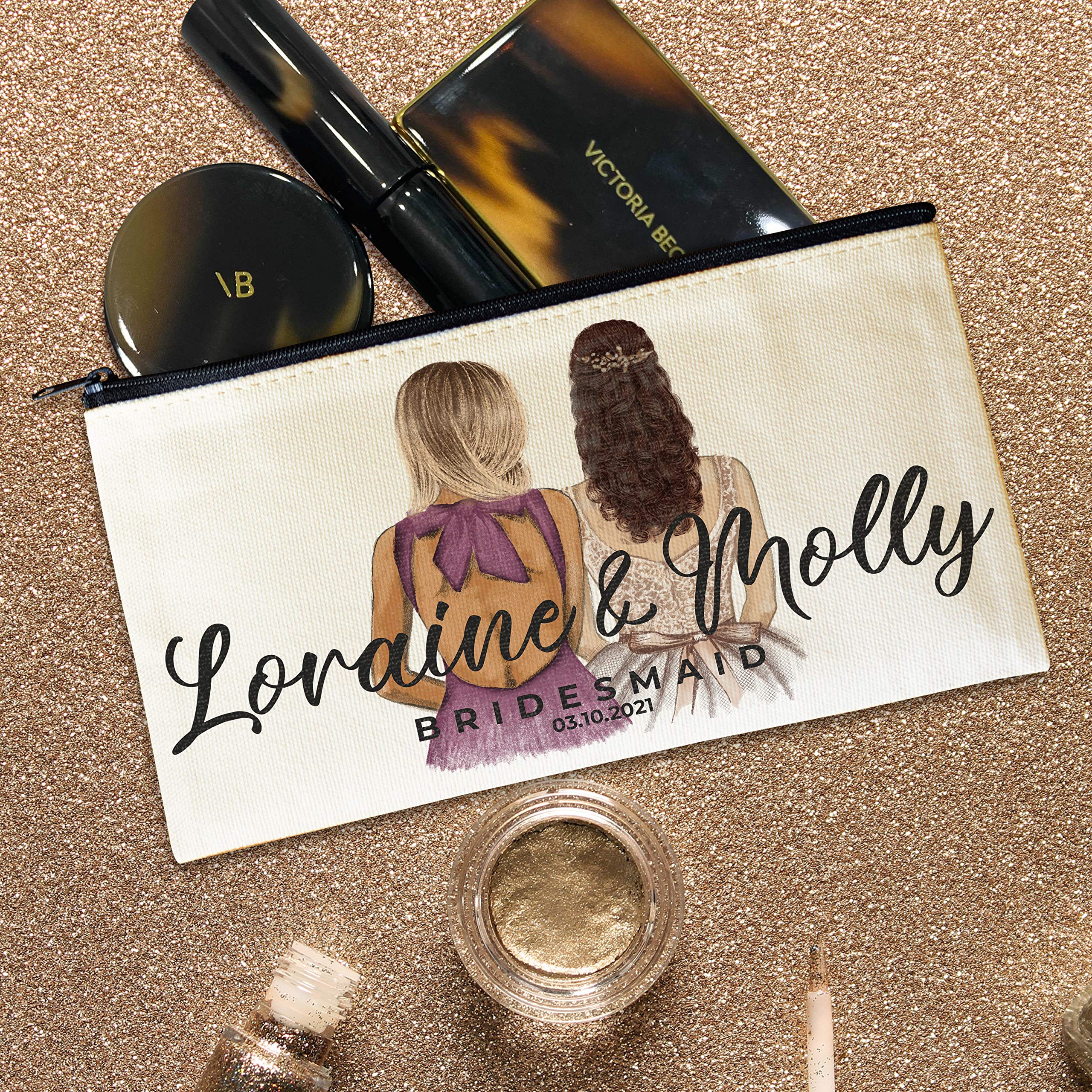 Custom Ugly Christmas Sweater Bridesmaid Cosmetic Bag - Personalized Makeup Organizer Pouch for Women | Perfect for Holiday Gifts, Bridal Party Favors & Christmas Party Accessories