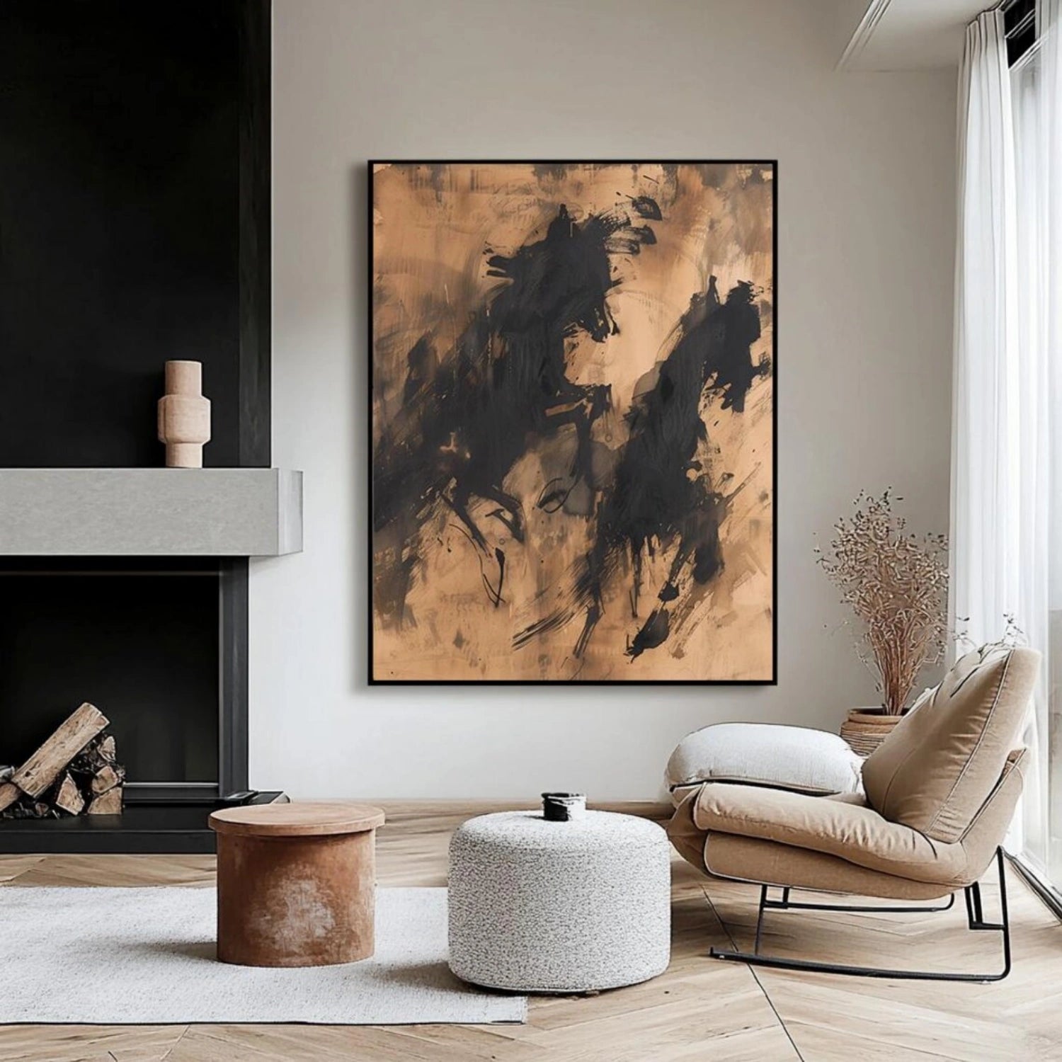 Abstract Painting #AB 459 - Modern Wall Art for Living Room, Bedroom & Office Decor | Unique Handmade Canvas Artwork