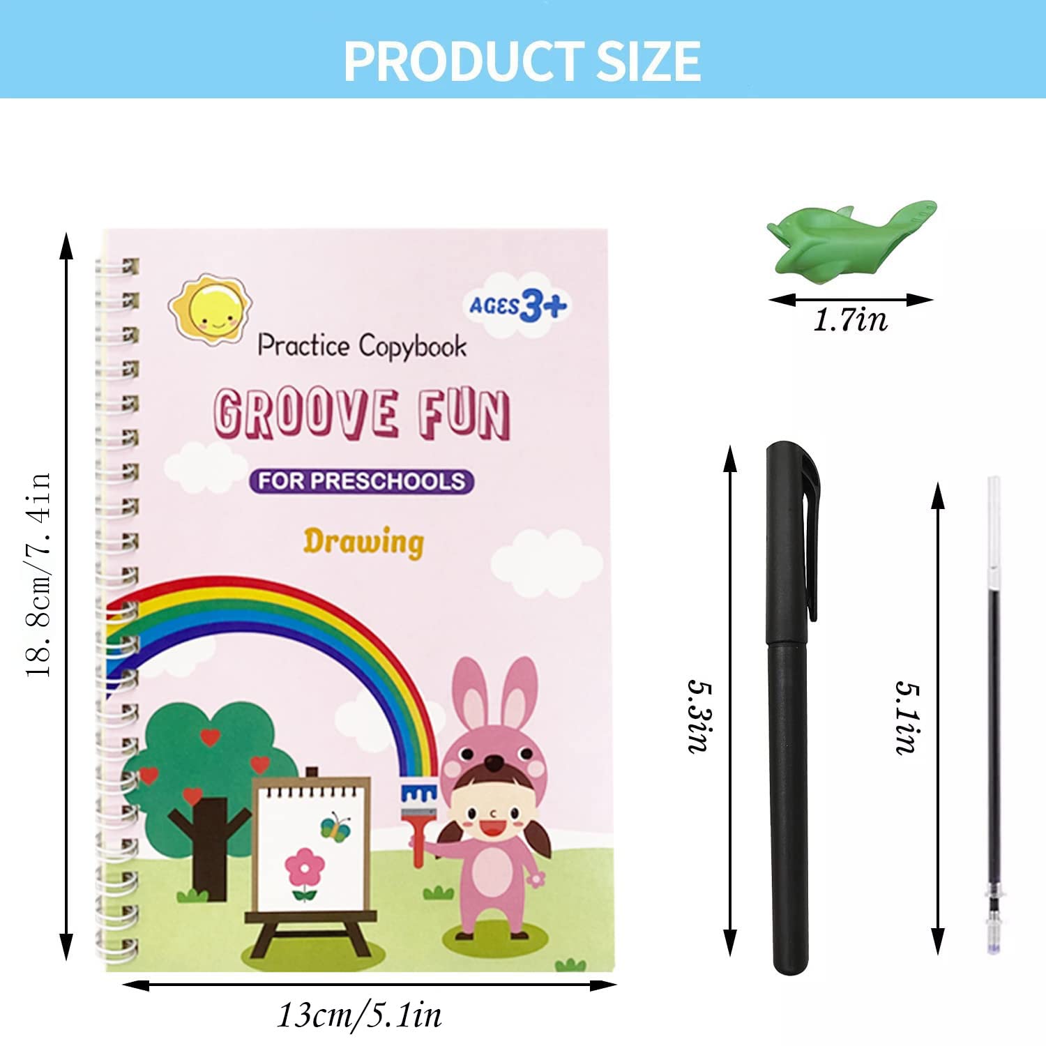DTREEL 4 Pack Reusable Grooved Handwriting Practice Books for Kids Ages 3-5 | Magic Copybooks for Preschool Learning | Perfect for Home & Classroom Writing Practice