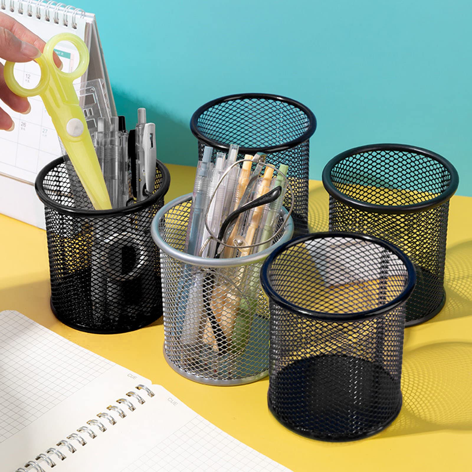 Metal Pen Holder for Office Desk - Pencil Cup Organizer for Stationery Storage
