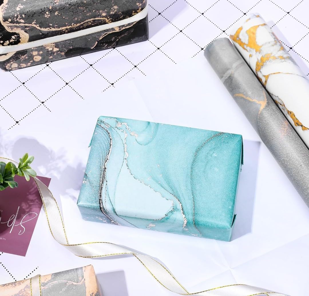 10Pcs Marble Design Gift Wrapping Paper Sheets with Gift Cards - Premium Wrapping Paper for Boxes, Anniversary & Diwali Gifts - Multicolor Holiday Present Wrapping Supplies for Birthdays, Christmas & Special Occasions