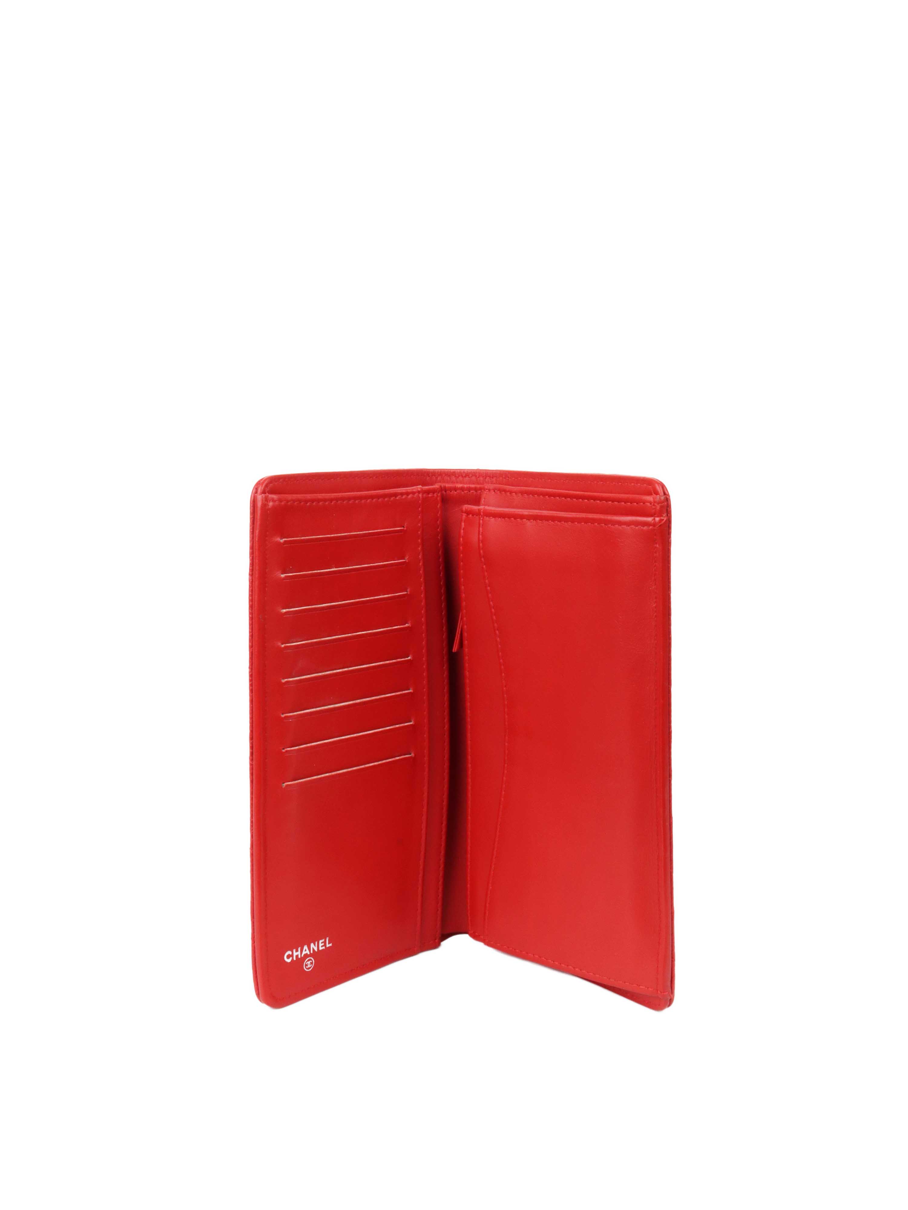 Chanel Red Caviar Leather Long Wallet for Women - Luxury Designer Clutch with Multiple Card Slots & Zippered Compartment | Perfect for Everyday Use, Travel & Special Occasions