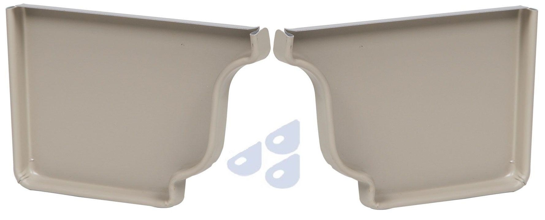 Rainware Supply 5-Inch Aluminum End Caps for K Style Gutters - 1 Pair (Left & Right) in Clay Color - Durable Gutter Protection for Home Roof Drainage System - Perfect for Residential & Commercial Buildings