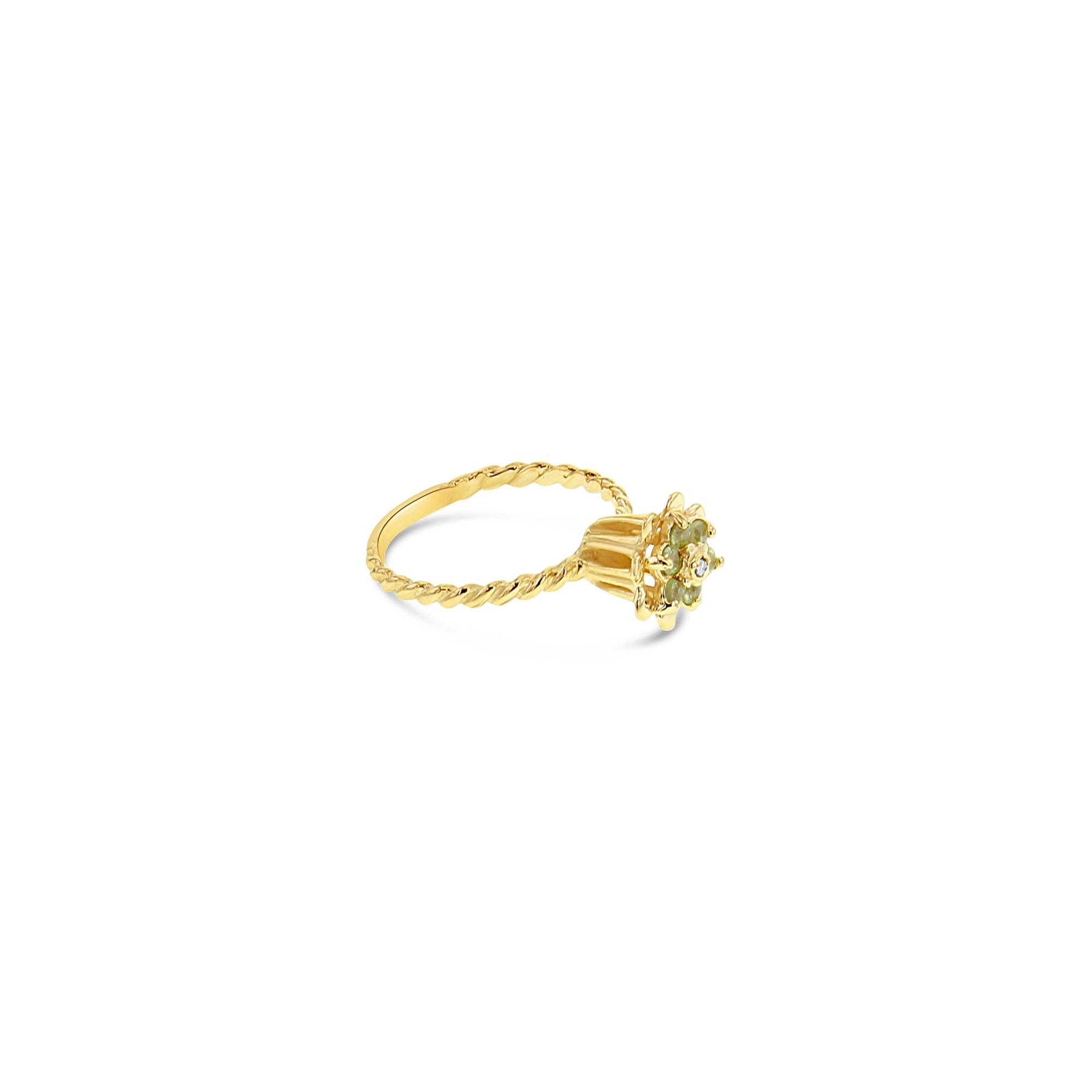 14K Yellow Gold Peridot Tulip Flower Ring for Women - Elegant Bohemian Jewelry for Weddings, Parties & Everyday Wear
