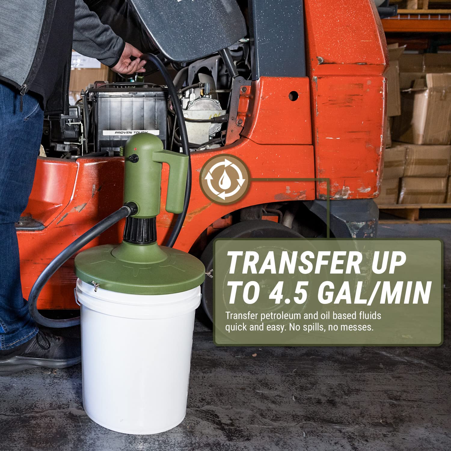 TERA PUMP TRPAIL Telescopic Wall Plug-In Pail Pump - 4.5 GPM Electric Bucket Pump for Engine Oil, Fuel, Agricultural Chemicals, Detergent & Water - Ideal for Garage, Farm, Workshop & Industrial Use