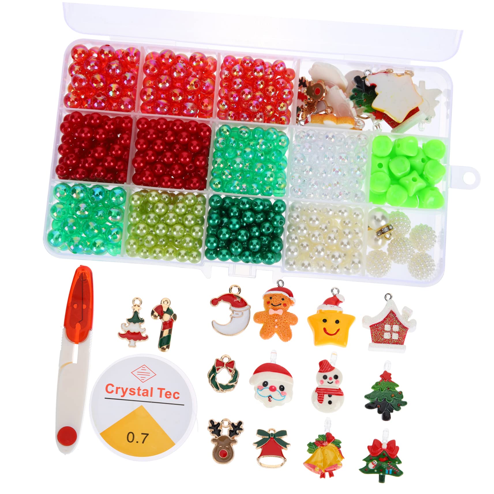 EXCEART Christmas Beads Jewelry Making Kit - DIY Bracelet Craft Set with Xmas Spacer Beads for Girls | Perfect for Holiday Gifts, Party Favors & Creative DIY Projects